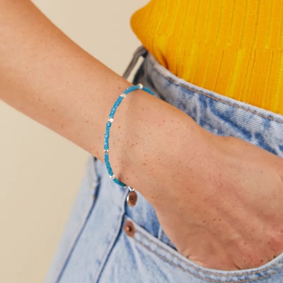 Alex and Ani Gaiety Beaded Bangle, Cobalt Blue - Picture 2 of 4